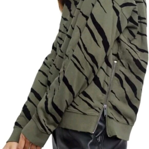 Rails Marlo Olive/Army Green Flocked Side Zippers Sweatshirt Shirt Medium - Picture 2 of 3